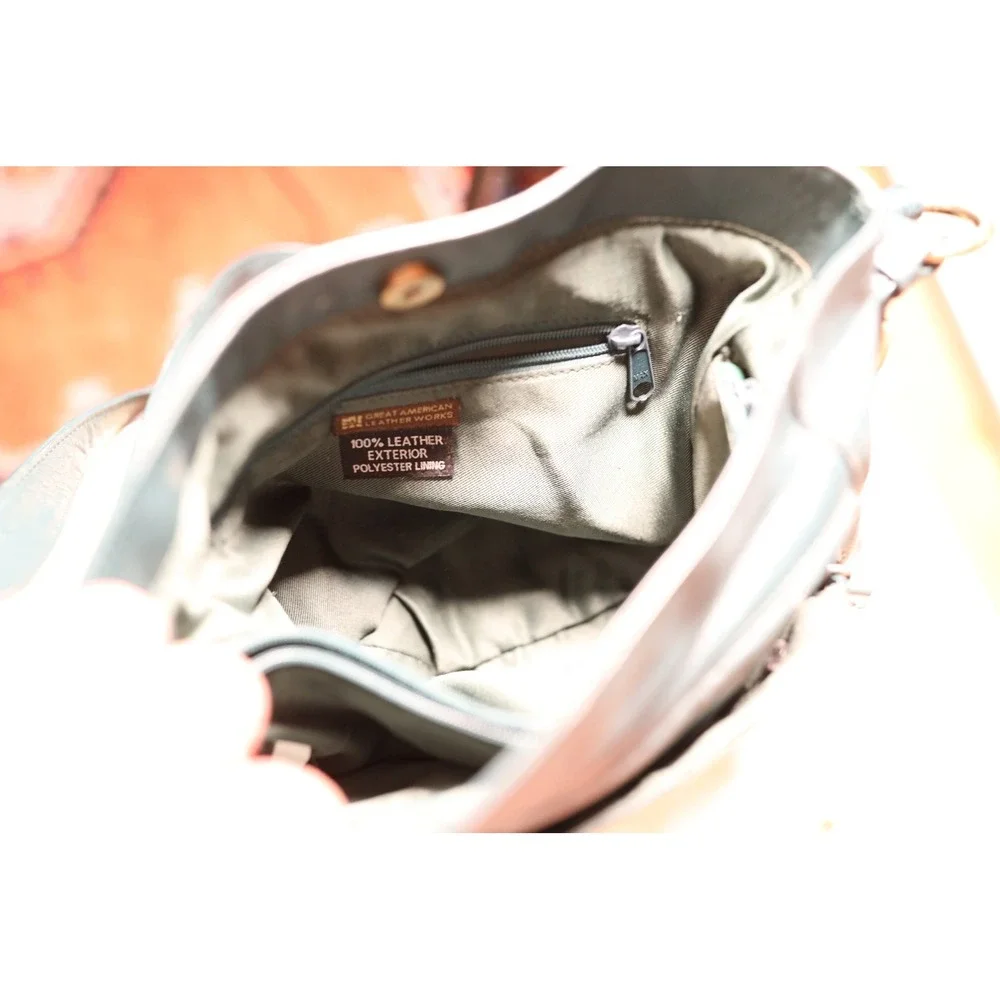 Great American Leatherworks Teal Leather Crossbody Organizer Bag Brass‎ Hardware